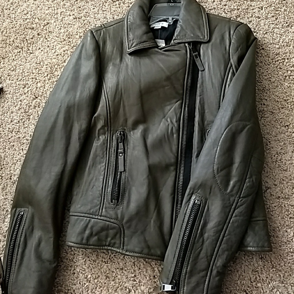 100% genuine leather jacket with asymmetric zipper